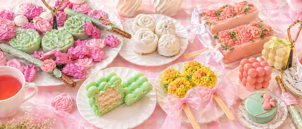 Pink dessert spread